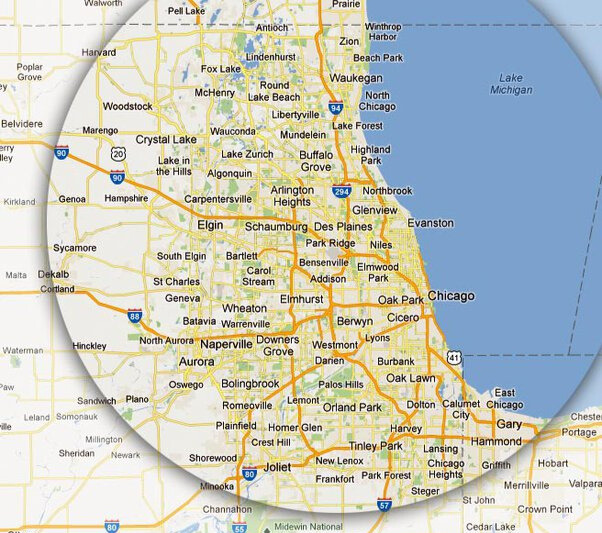 Map of areas served by Search Fox Valley Homes
