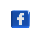 blue square with white lower case letter f
